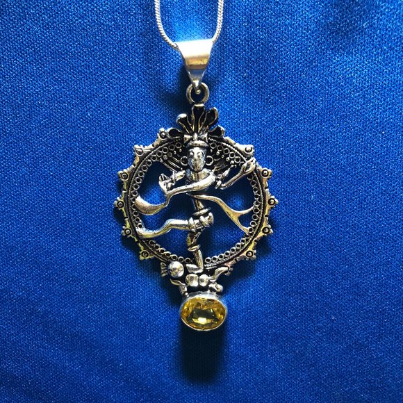 Jewelry - Handmade Indian Goddess Real Citrine Gemstone 925 Stamped Silver Necklace